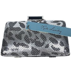 Kate Landry Silver Sparkle Clutch Evening Bag Rhinestone Purse 4x7 Elegant